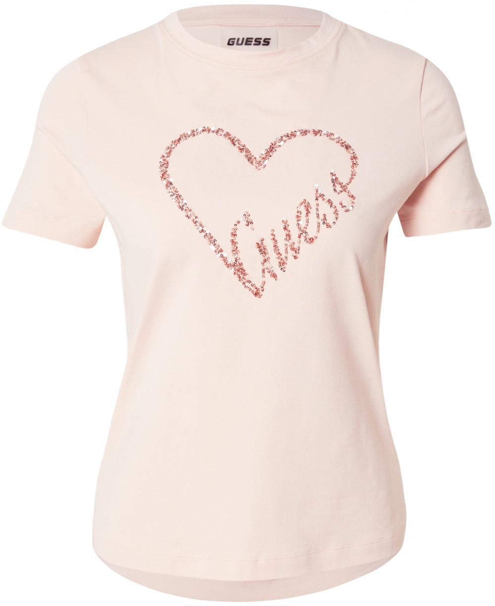 GUESS Tričko 'LOVE'  rosé / staroružová
