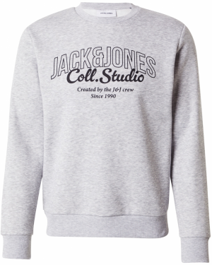 JACK & JONES Mikina 'JJMAKOTO'  sivá melírovaná / čierna
