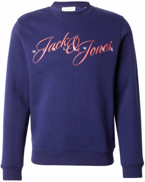 JACK & JONES Mikina 'JORINWOOD'  tmavomodrá / lososová / biela