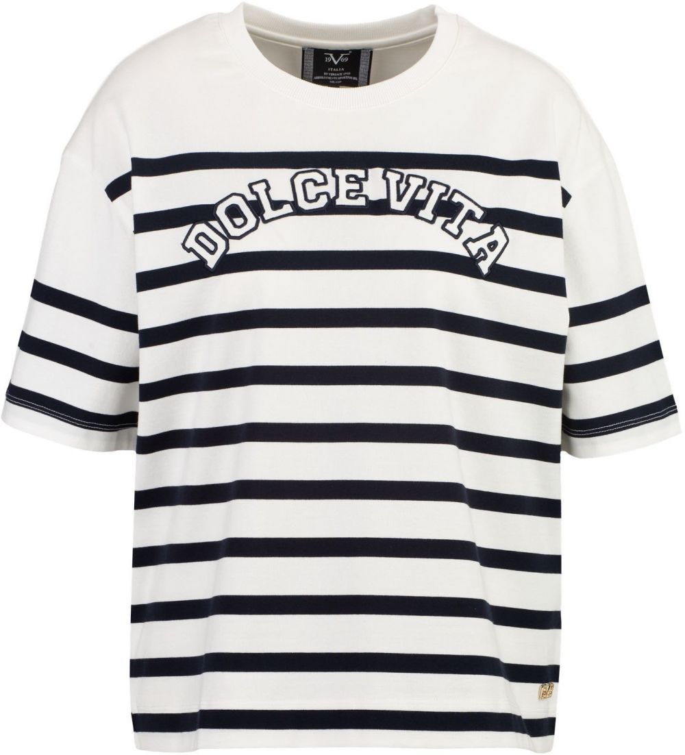 19V69 ITALIA Tričko 'Petonia'  čierna / biela