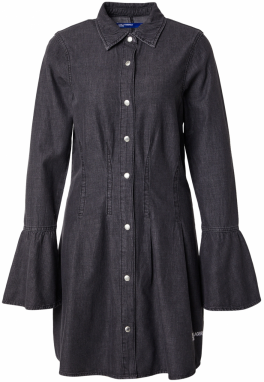 KARL LAGERFELD JEANS Košeľové šaty  čierny denim / biela