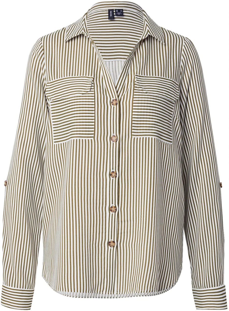 VERO MODA Blúzka 'BUMPY'  olivová / biela