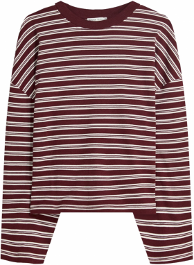 Bershka Tričko  karmínovo červená / biela
