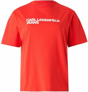 KARL LAGERFELD JEANS Tričko 'ESSENTIAL'  oranžovo červená / biela