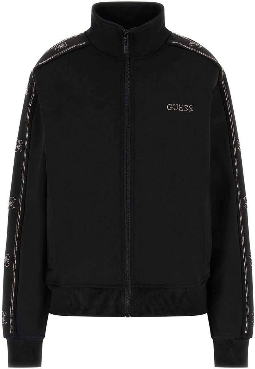 GUESS Tepláková bunda 'Octavia'  čierna / strieborná