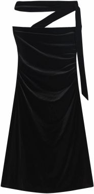 Bershka Kokteilové šaty  čierna