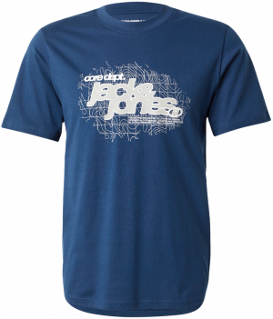 JACK & JONES Tričko 'JCOGRID'  enciánová / sivá / biela