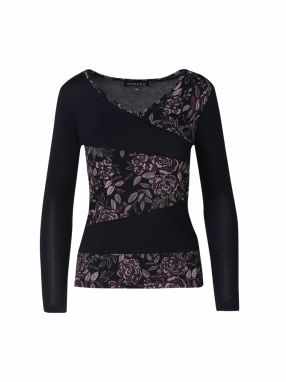 KOROSHI Tričko  tmavofialová / čierna