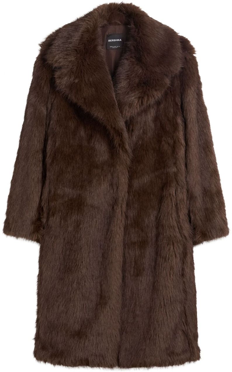 Bershka Zimný kabát  tmavohnedá