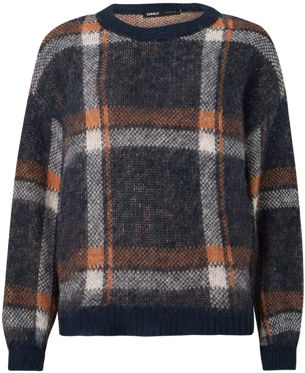 ONLY Sveter 'ONLMARION'  tmavomodrá / oranžová / biela