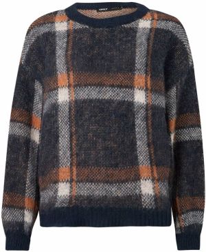 ONLY Sveter 'ONLMARION'  tmavomodrá / oranžová / biela