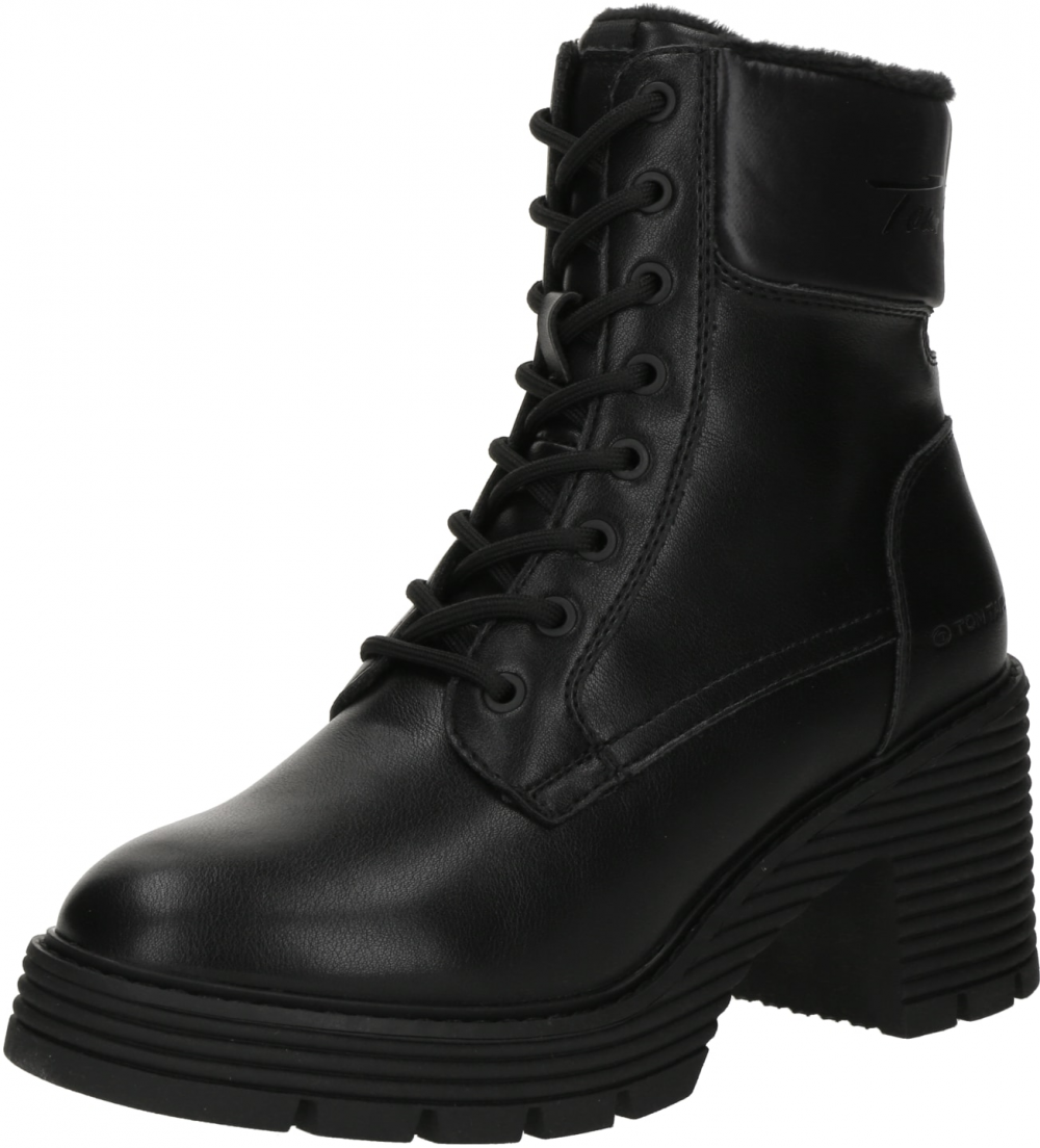 TOM TAILOR Šnurovacie členkové čižmy  čierna