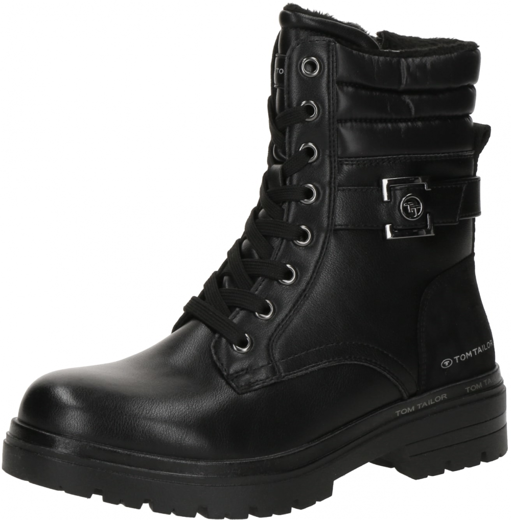 TOM TAILOR Šnurovacie členkové čižmy  čierna