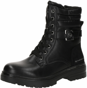 TOM TAILOR Šnurovacie členkové čižmy  čierna