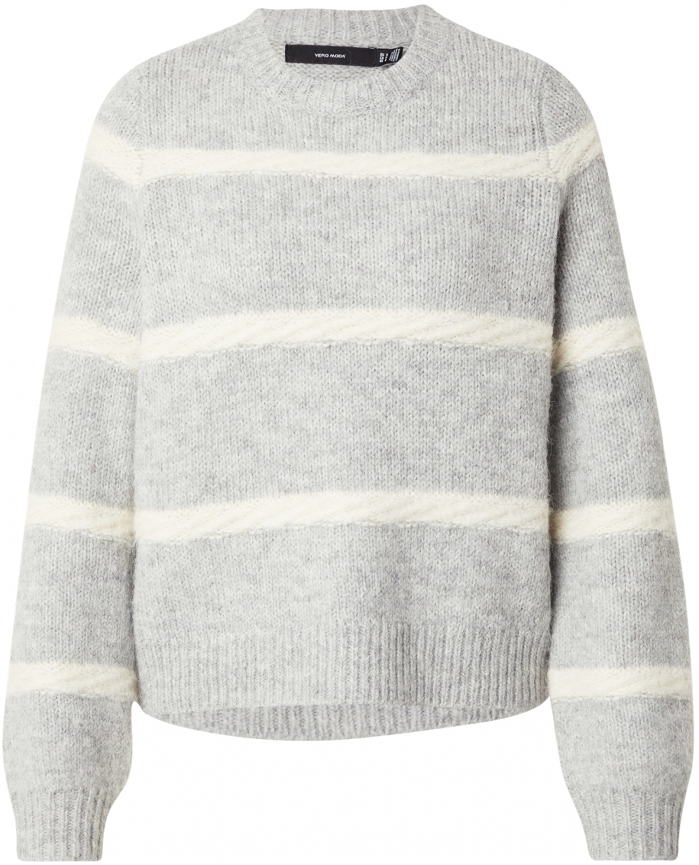 VERO MODA Sveter 'VMZADA'  sivá melírovaná / biela