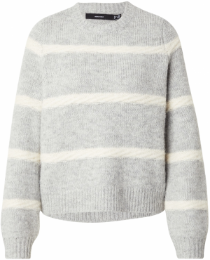 VERO MODA Sveter 'VMZADA'  sivá melírovaná / biela