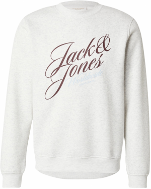 JACK & JONES Mikina 'JORINWOOD'  svetlomodrá / čokoládová / biela melírovaná