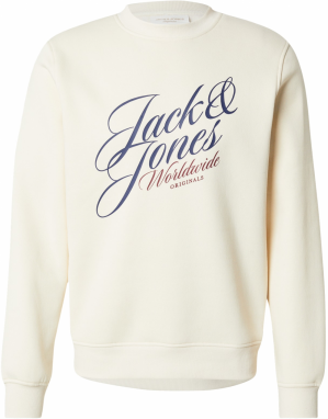 JACK & JONES Mikina 'JORINWOOD'  námornícka modrá / červená / šedobiela
