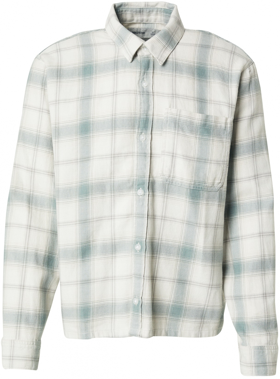 HOLLISTER Košeľa  svetlosivá / pastelovo zelená / šedobiela