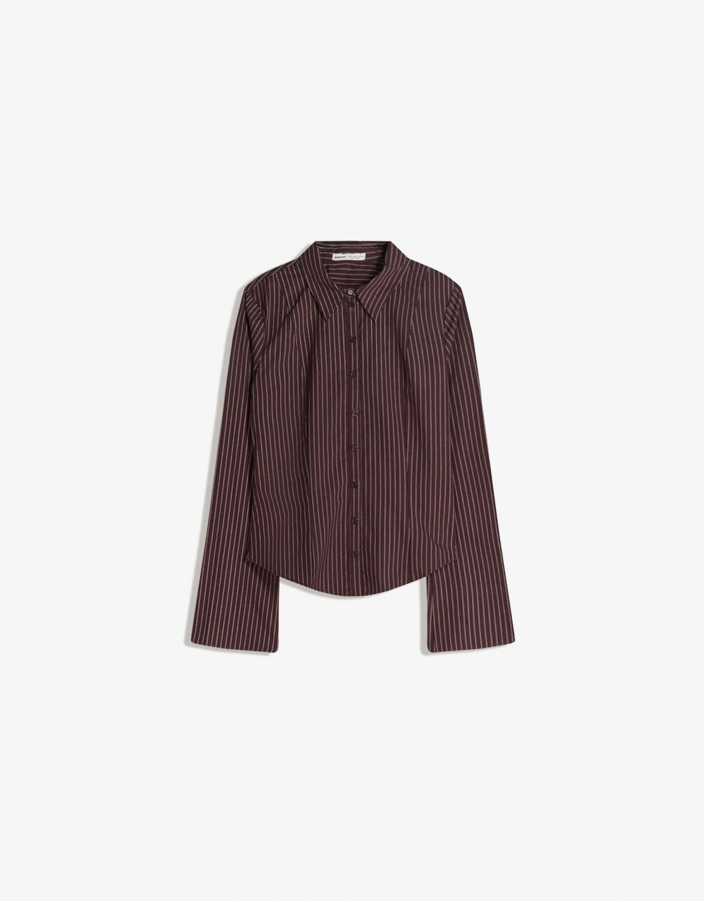 Bershka Blúzka  čokoládová / biela