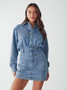 BWLDR Košeľové šaty 'CANNES'  modrá denim