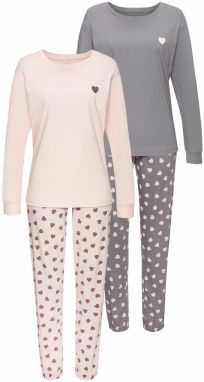 VIVANCE Pyžamo  tmavošedá / púdrová