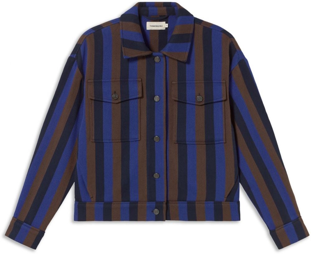 Thinking MU Prechodná bunda 'Frans'  námornícka modrá / kráľovská modrá / hnedá