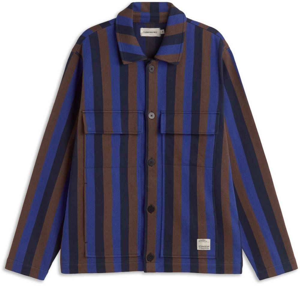 Thinking MU Košeľa 'Omar'  námornícka modrá / indigo / hnedá