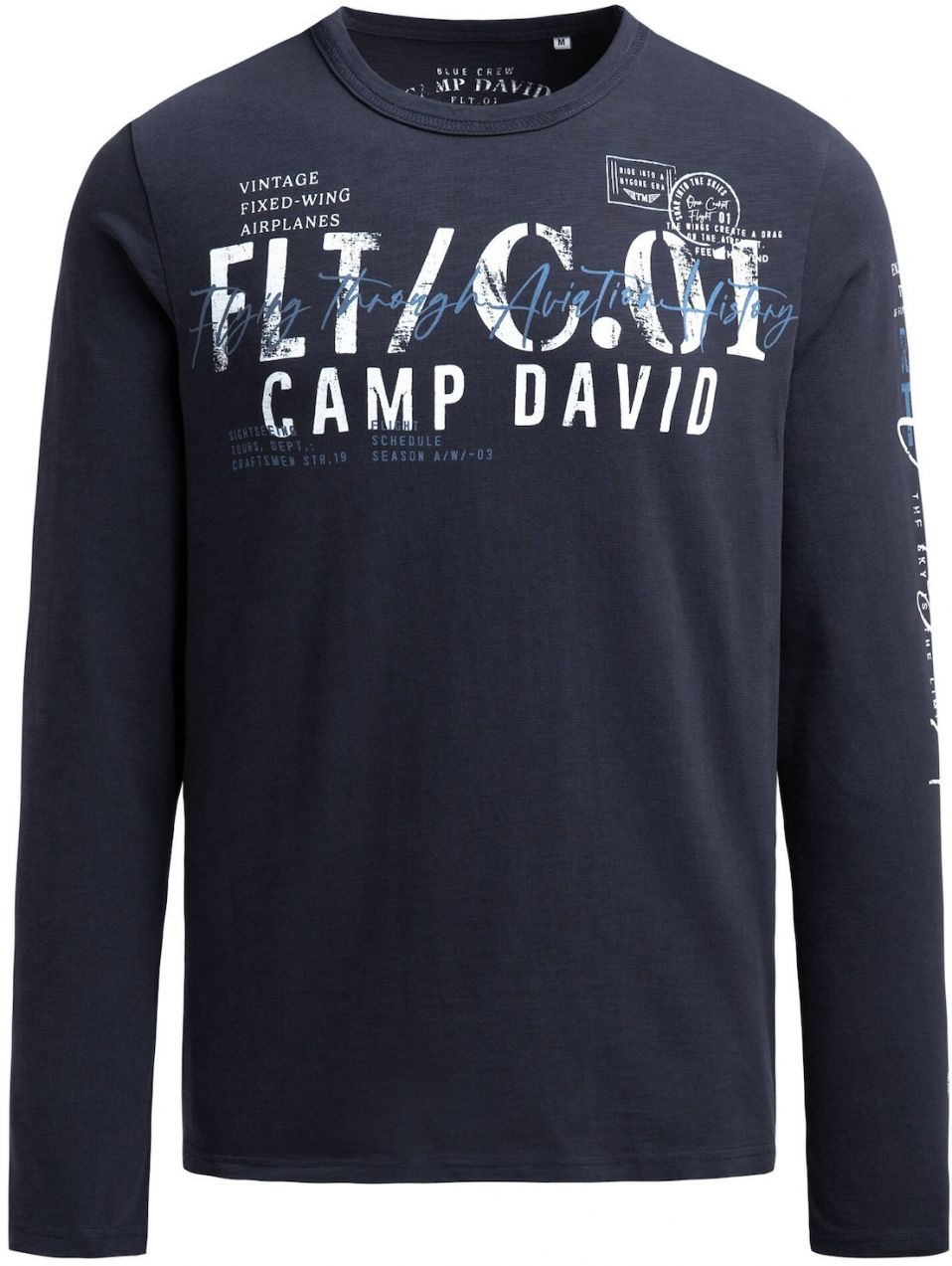 CAMP DAVID Tričko  modrá / námornícka modrá / biela