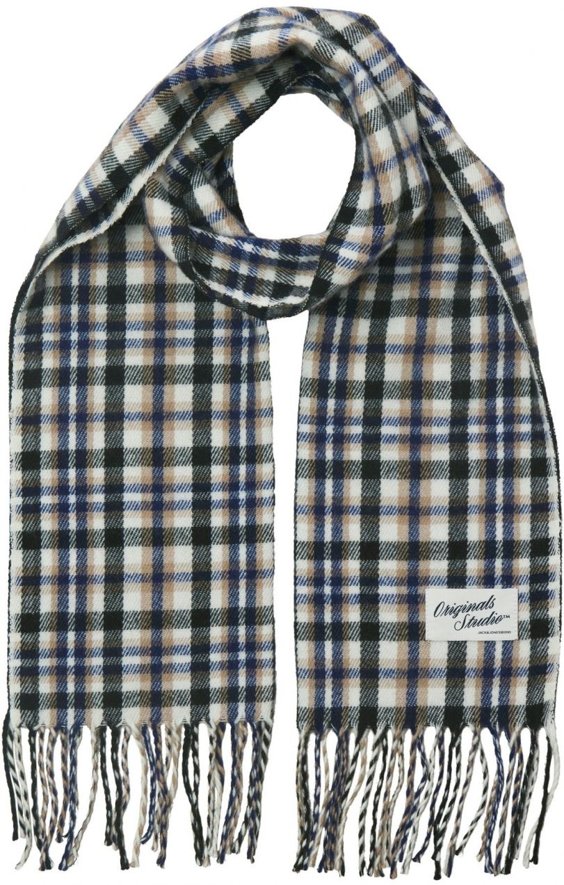 JACK & JONES Šál 'JACGRAND'  modrá / svetlohnedá / čierna / biela