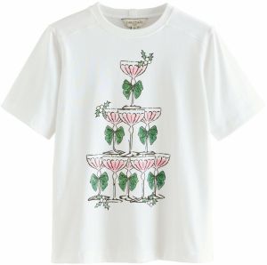 Next Tričko 'Festive Champagne Tower'  svetlobéžová / zelená / ružová / čierna