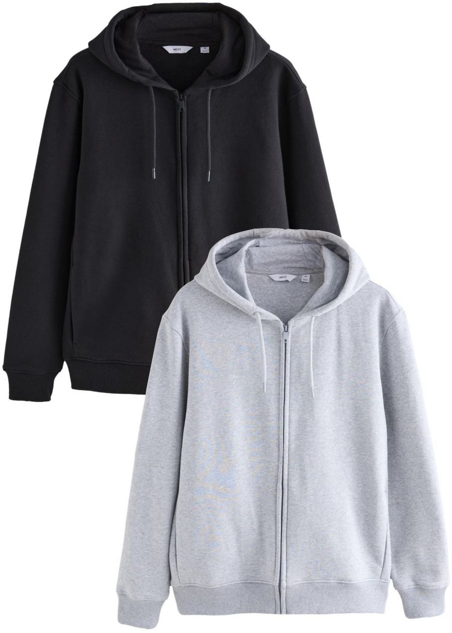 Next Tepláková bunda  sivá melírovaná / čierna