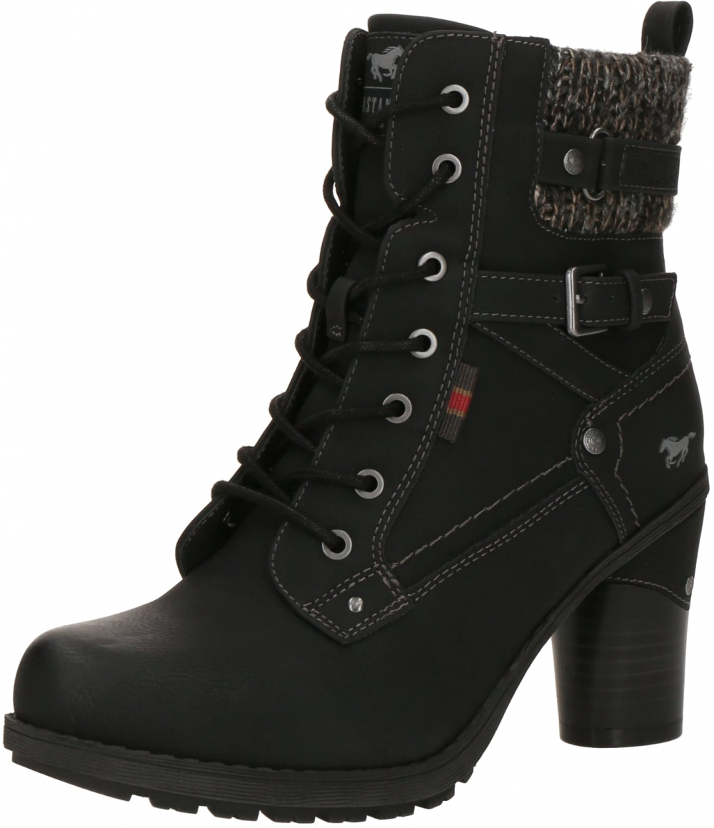 MUSTANG Šnurovacie členkové čižmy  čierna