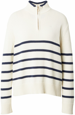 Superdry Sveter  námornícka modrá / biela ako vlna