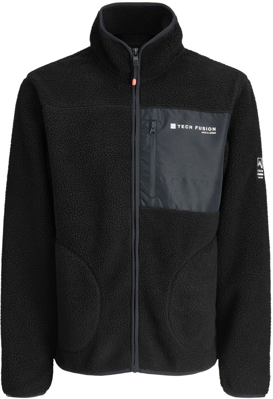 JACK & JONES Flisová bunda 'JJALPES'  čierna / biela