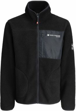 JACK & JONES Flisová bunda 'JJALPES'  čierna / biela