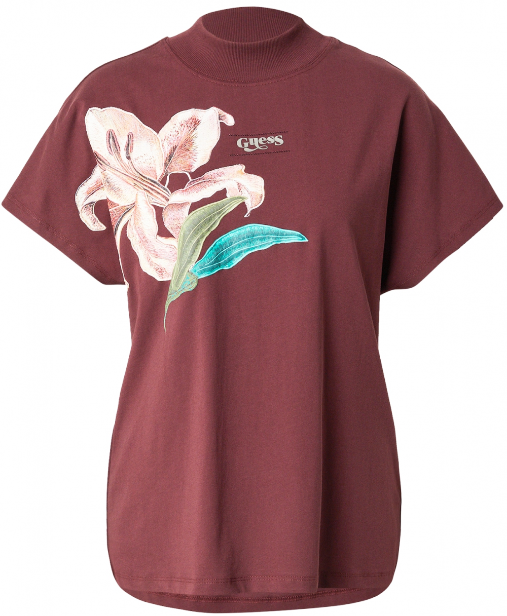 GUESS Tričko 'SL MOCK'  smaragdová / staroružová / vínovo červená