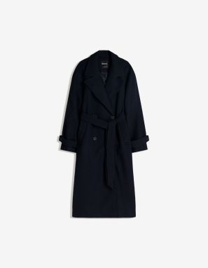 Bershka Prechodný kabát  námornícka modrá