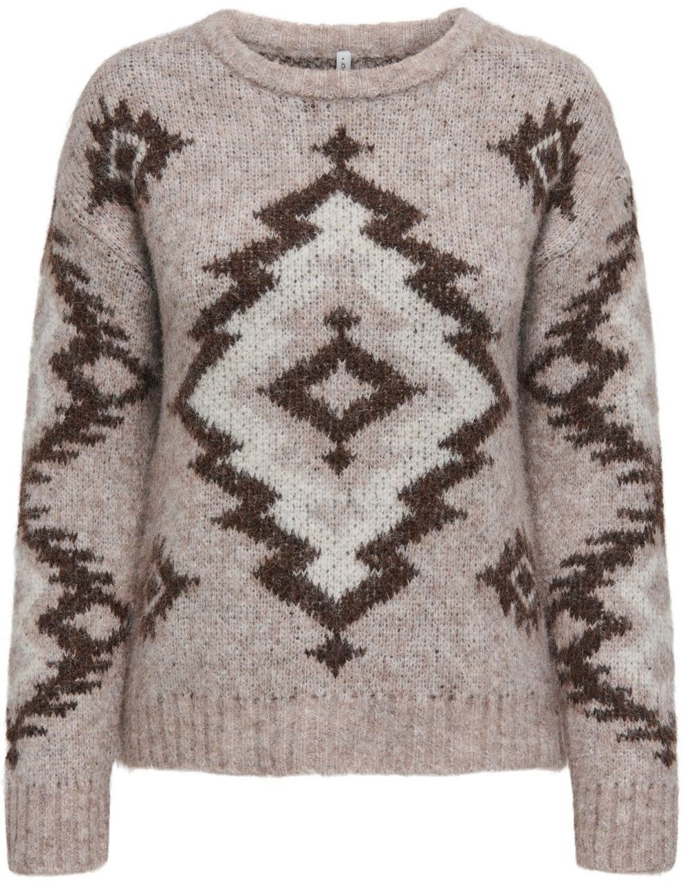 ONLY Sveter 'ONLAZU'  tmavobéžová / sivá / čierna