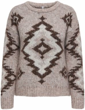 ONLY Sveter 'ONLAZU'  tmavobéžová / sivá / čierna