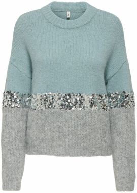 ONLY Sveter 'ONLMAINE'  vodová / sivá melírovaná / strieborná