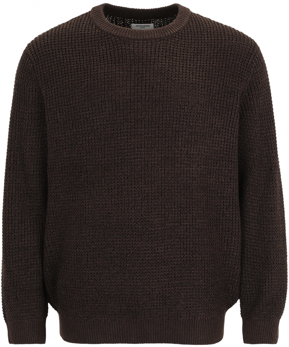 Jack & Jones Plus Sveter 'JJGLOBAL'  tmavohnedá