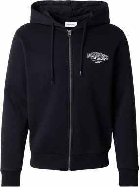 JACK & JONES Tepláková bunda 'JJMAKOTO'  čierna / biela