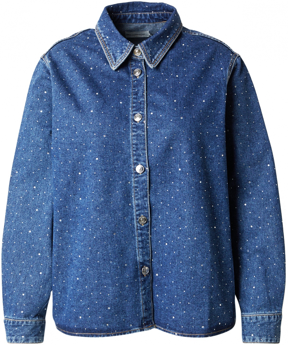 ONLY Carmakoma Blúzka 'CARMAGGIEMAY'  modrá denim / strieborná