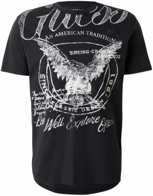 GUESS Tričko 'LIVE WELL'  čierna / biela