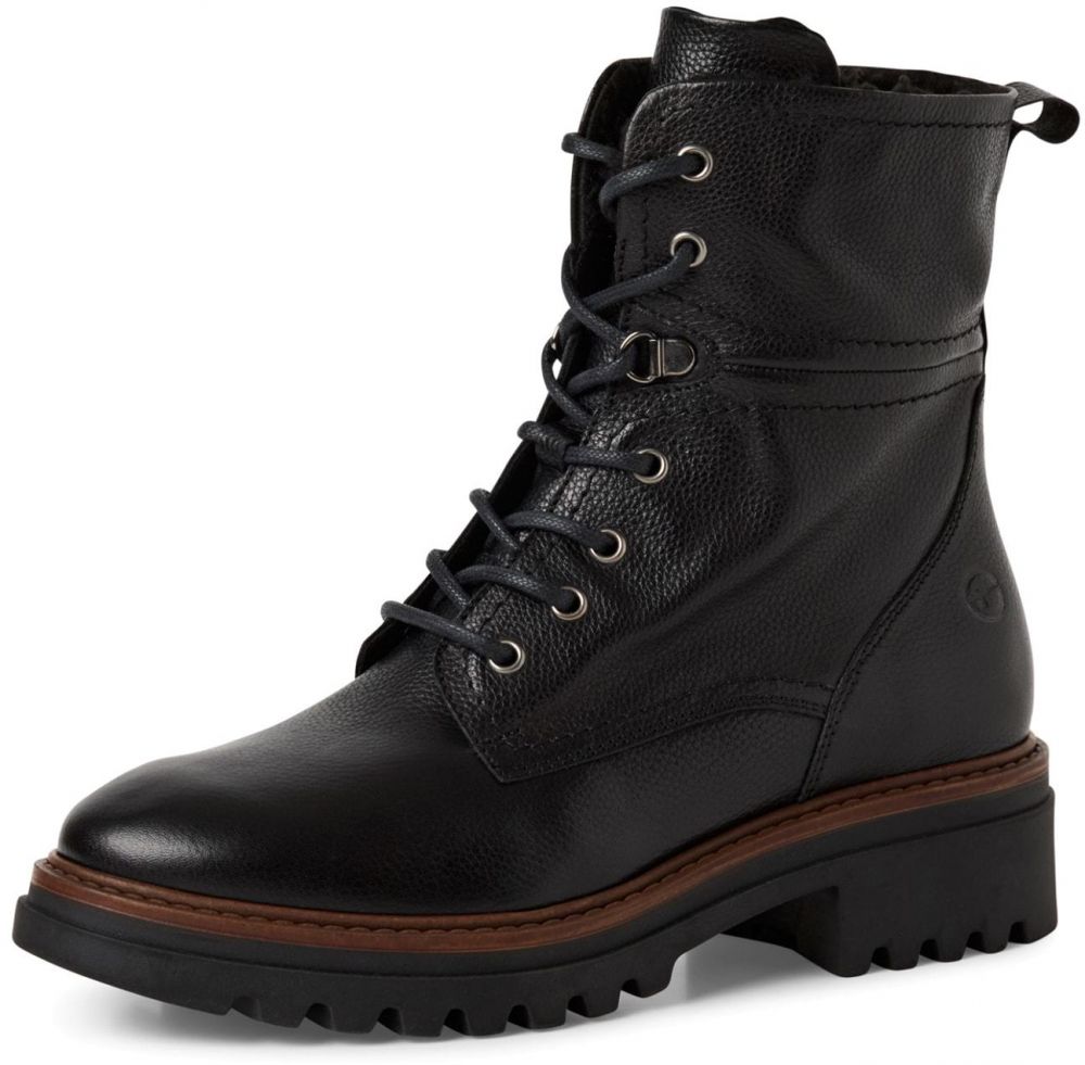 Tamaris Šnurovacie členkové čižmy  čierna