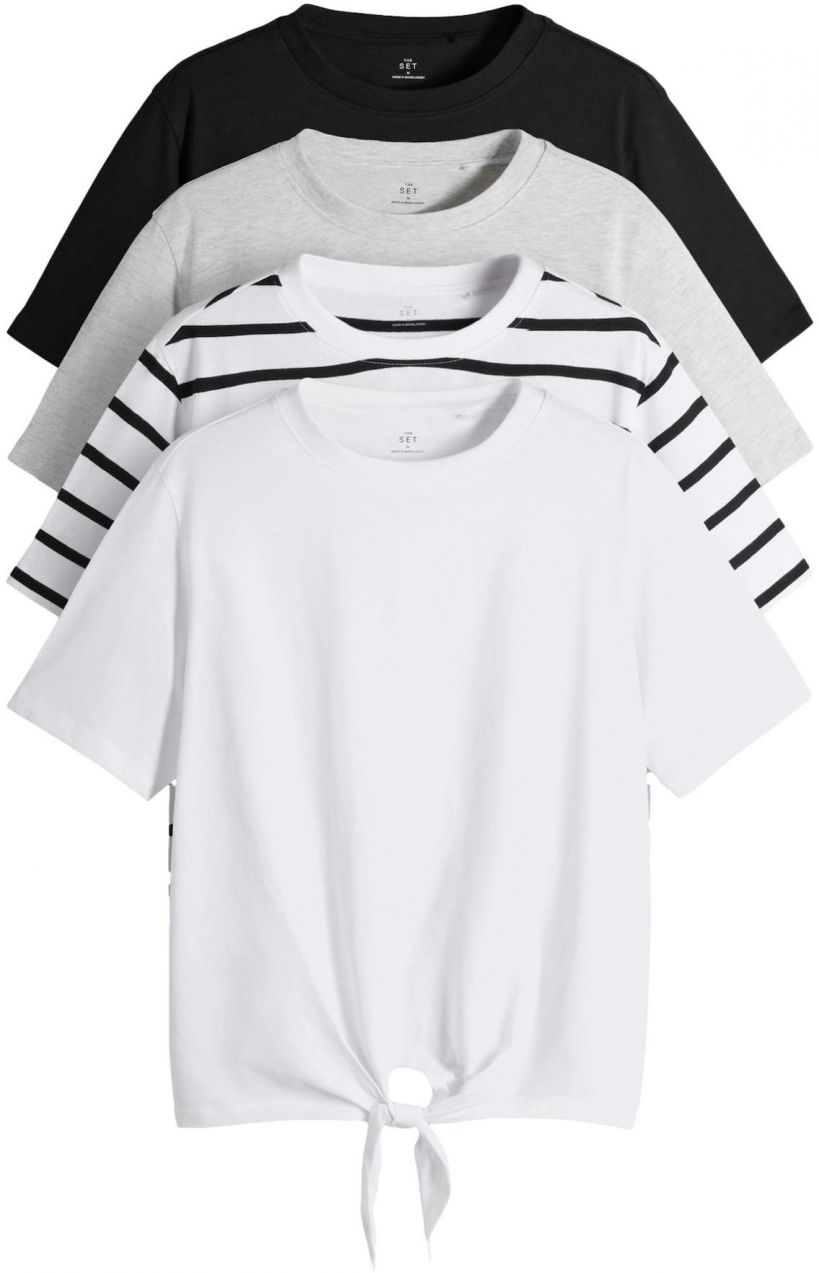 The Set Tričko  svetlosivá / čierna / biela
