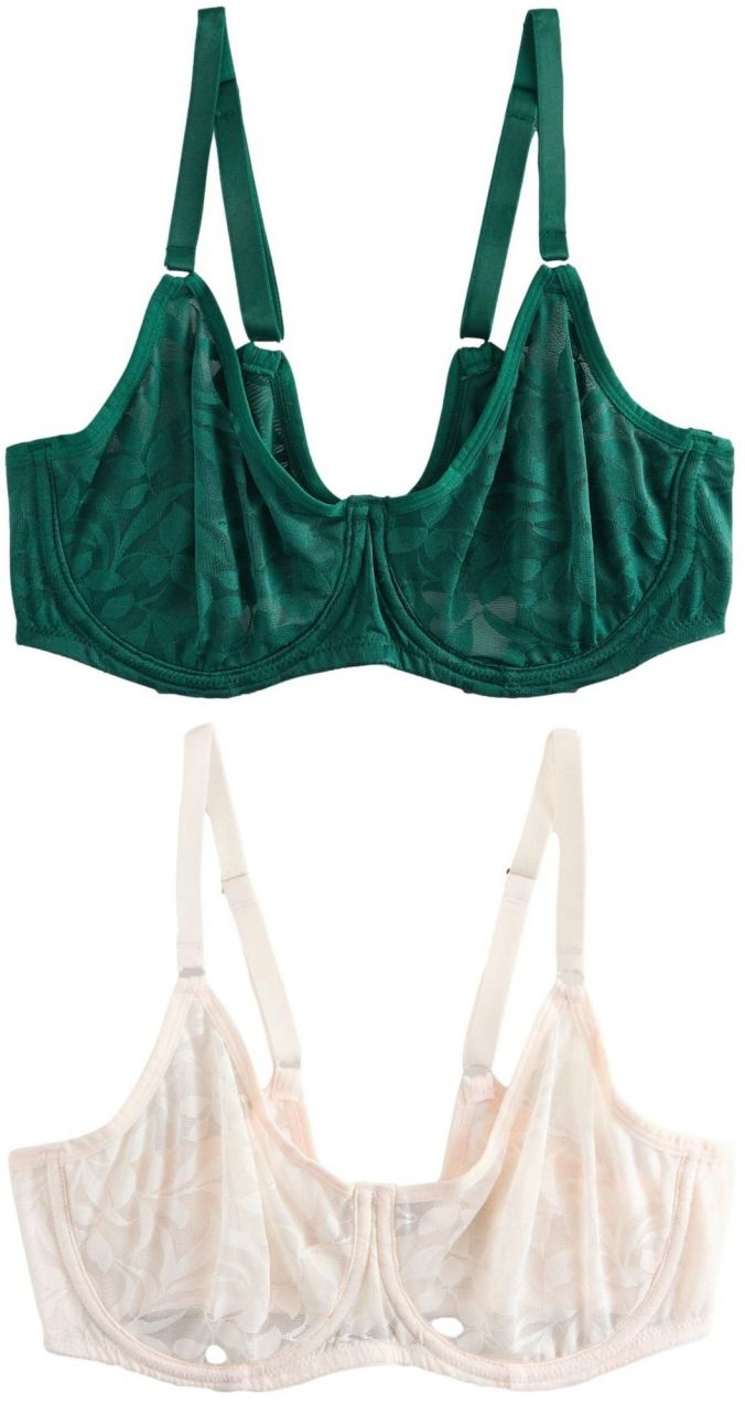 Next Podprsenka  zelená / biela ako vlna