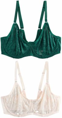 Next Podprsenka  zelená / biela ako vlna