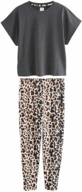 Next Pyžamo  béžová / hnedá / tmavosivá / čierna